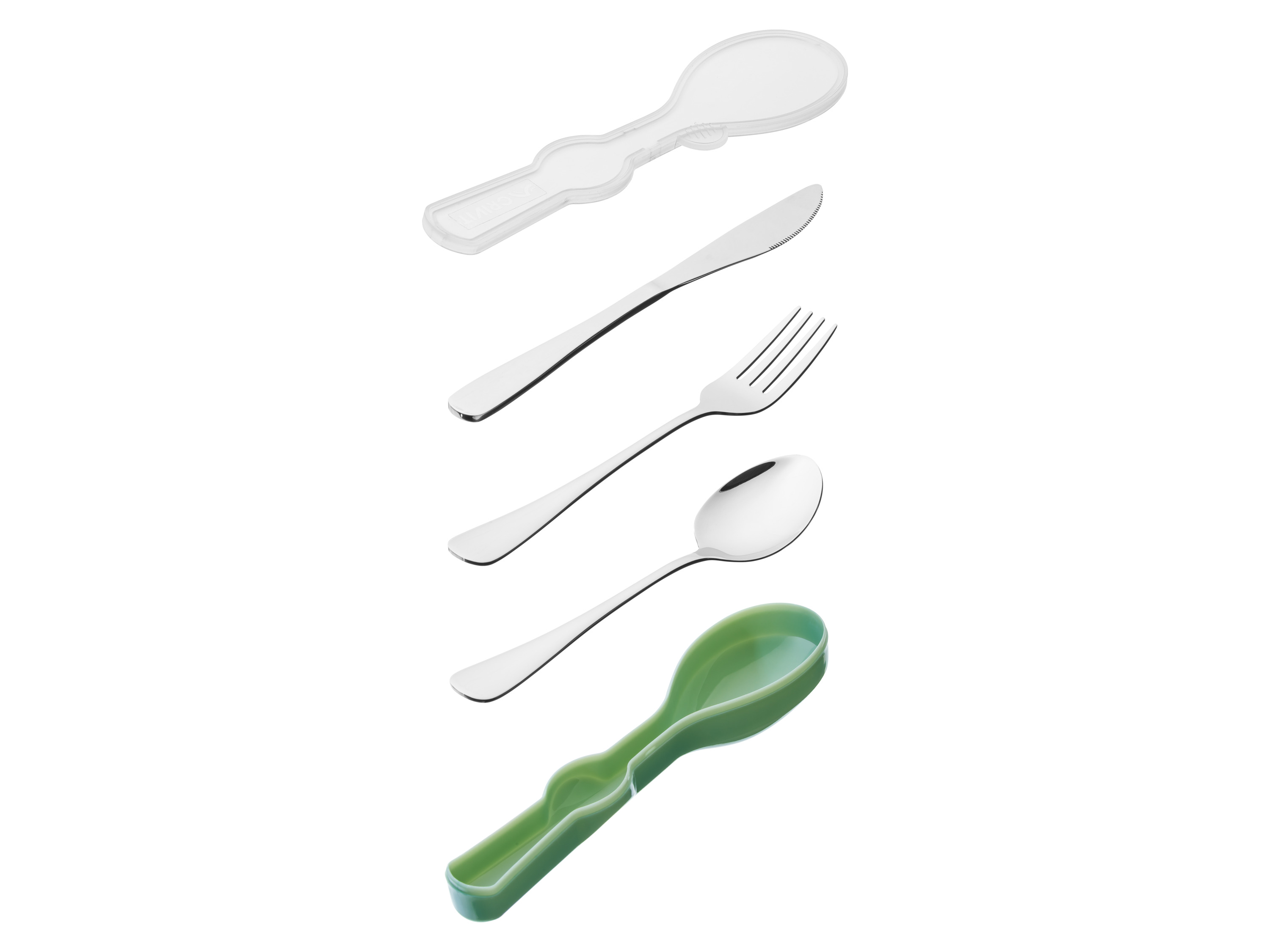 CRIVIT Zestaw sztućców kempingowych (Zielony)