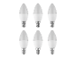 Sześć żarówek LED w kształcie świecy.