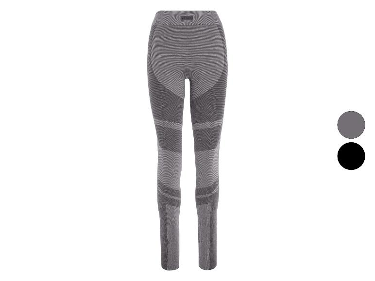 Szare legginsy damskie z logo Spyder i opcjami kolorystycznymi czarnym i szarym.