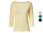 Damska koszulka z rękawem 3/4 w kolorze żółtym, z opcjami zielonego, beżowego i czarnego.