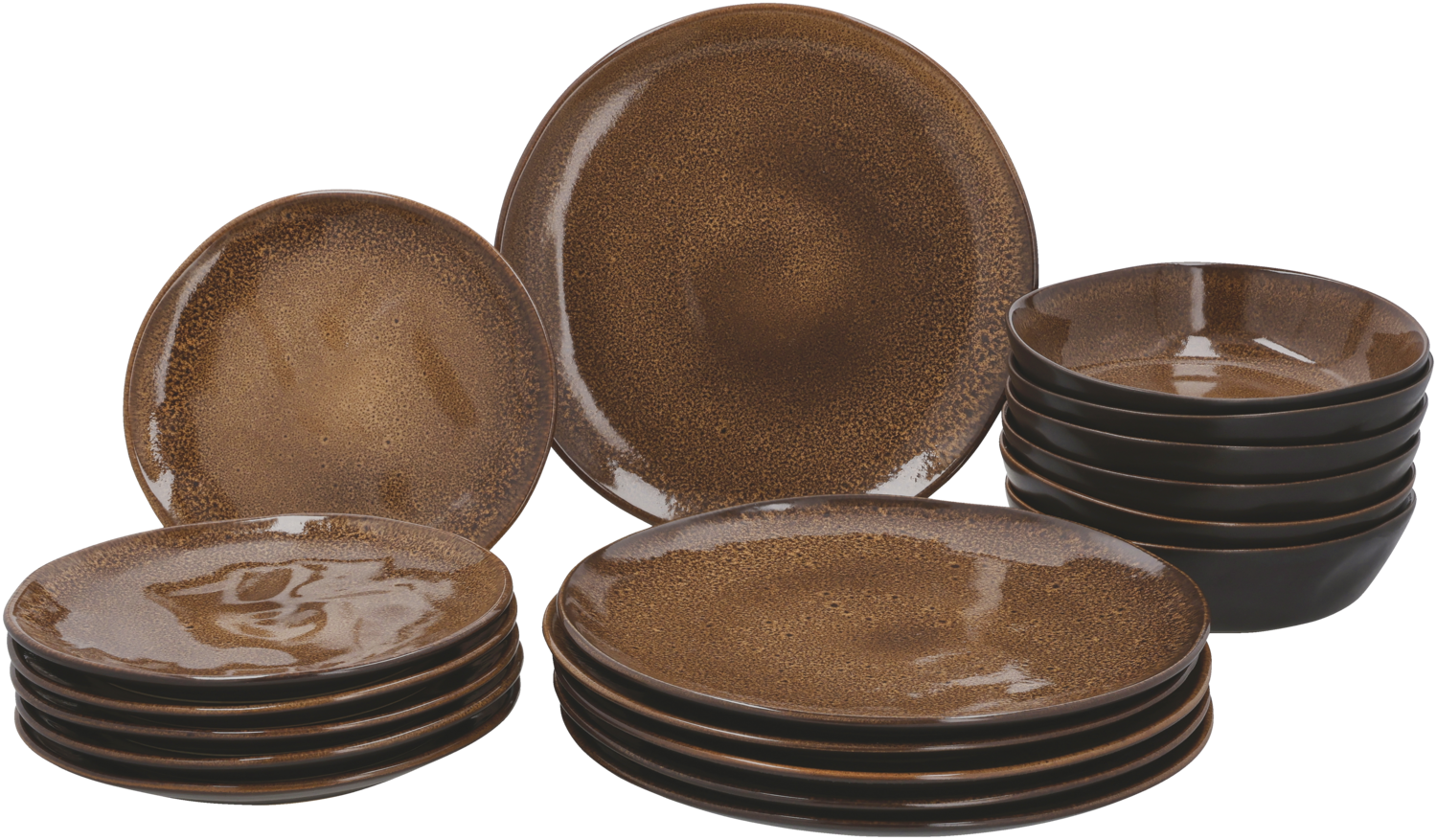 SILVERCREST® Serwis obiadowy z kamionki ,18-częściowy  (Brązowy)