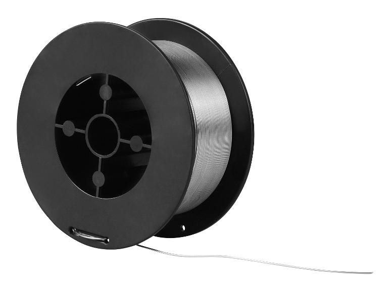 Szpula szarego drutu spawalniczego na białym tle