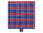 Plaid piknikowy w kratę, czerwony i niebieski.