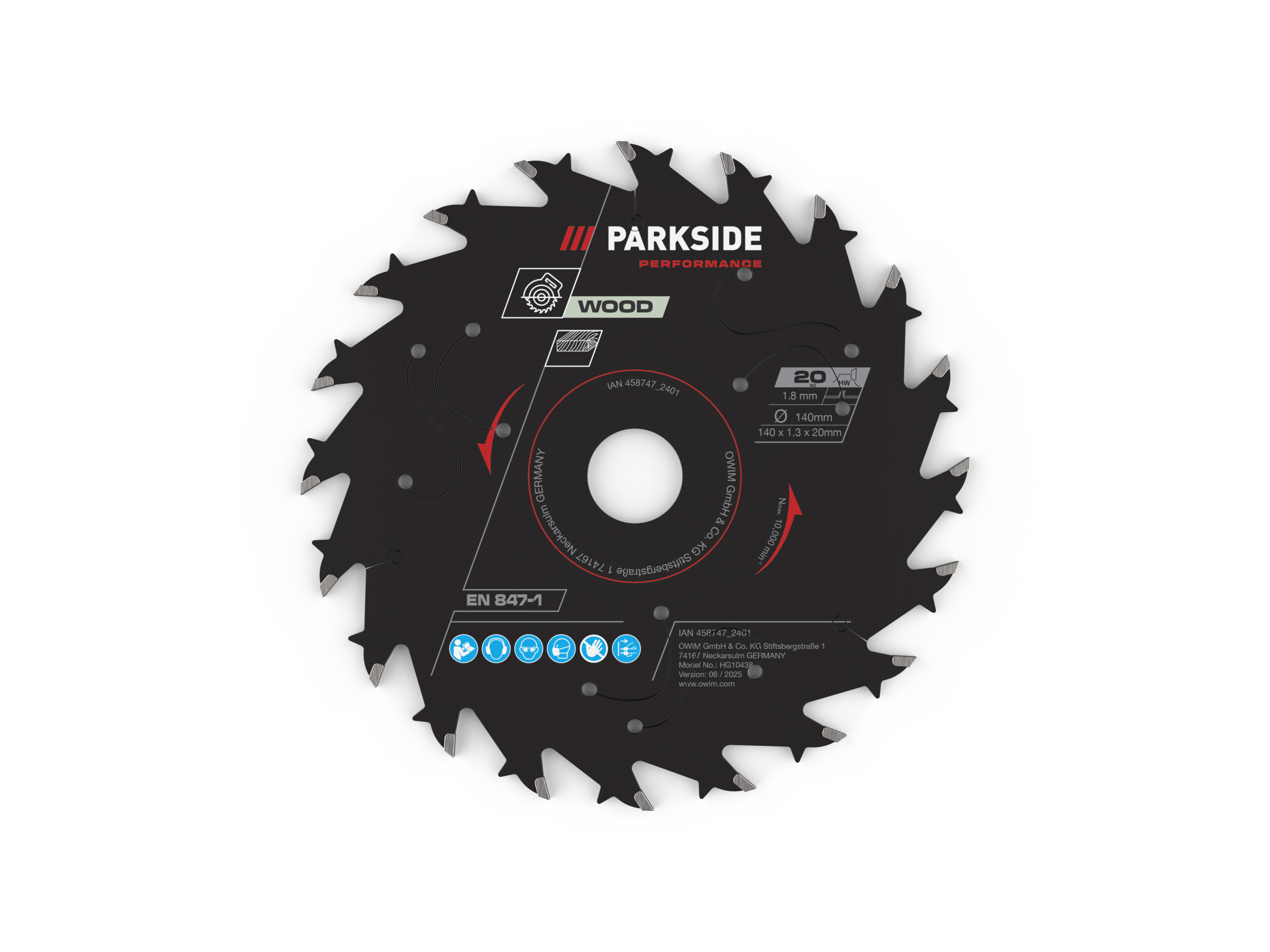 PARKSIDE PERFORMANCE® Tarcza do pilarki do drewna/aluminium/laminatu, Ø 140 mm (Drewno/20 zębów)