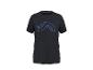 Czarny sportowy T-shirt z niebieskim wzorem graficznym z przodu.