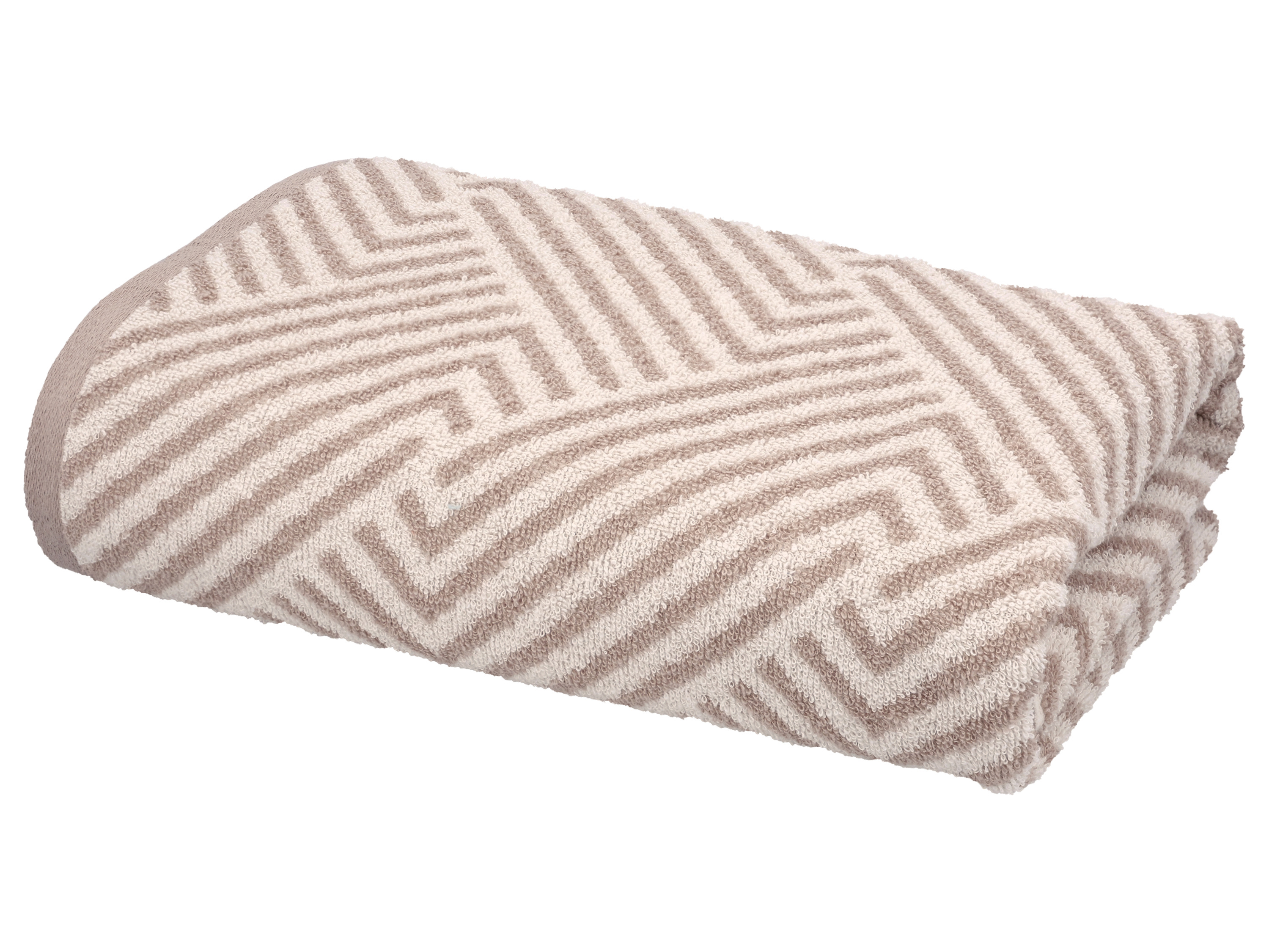 LIVARNO® Ręcznik kąpielowy frotte, 70 x 140 cm (Wzorzysty/beżowy)