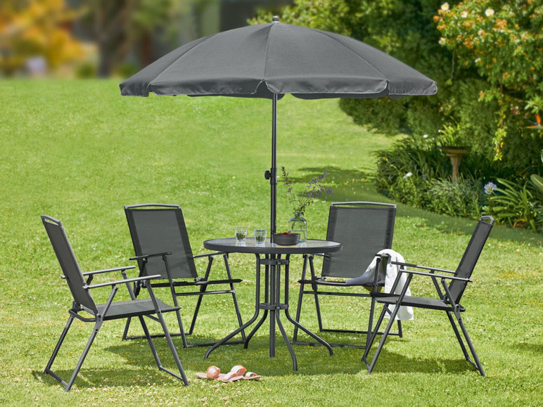 Pełny ekran: FLORABEST® Zestaw mebli ogrodowych z parasolem, 6 elementów - zdjęcie 8