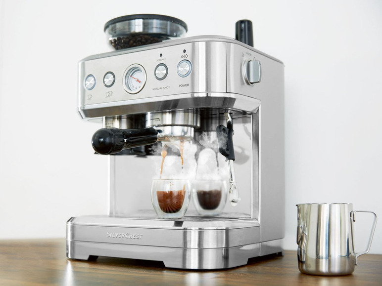 Pełny ekran: SILVERCREST® Profesjonalny ciśnieniowy ekspres kolbowy do kawy, ze zintegrowanym młynkiem SSMP 1770 A, 1770 W - zdjęcie 2