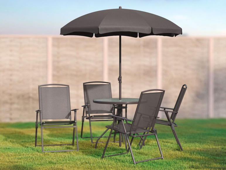 Pełny ekran: FLORABEST® Zestaw mebli ogrodowych z parasolem, 6 elementów - zdjęcie 2
