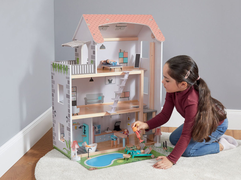 Pełny ekran: PLAYTIVE® Drewniany domek dla lalek z wyposażeniem - zdjęcie 9