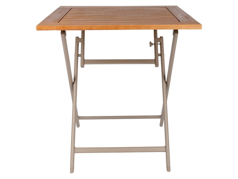 Pełny ekran: FLORABEST® Stół ogrodowy składany aluminiowy Valencia z drewnianym blatem, 70 x 70 cm - zdjęcie 2