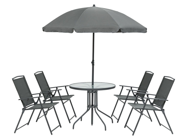 Pełny ekran: FLORABEST® Zestaw mebli ogrodowych z parasolem, 6 elementów - zdjęcie 3