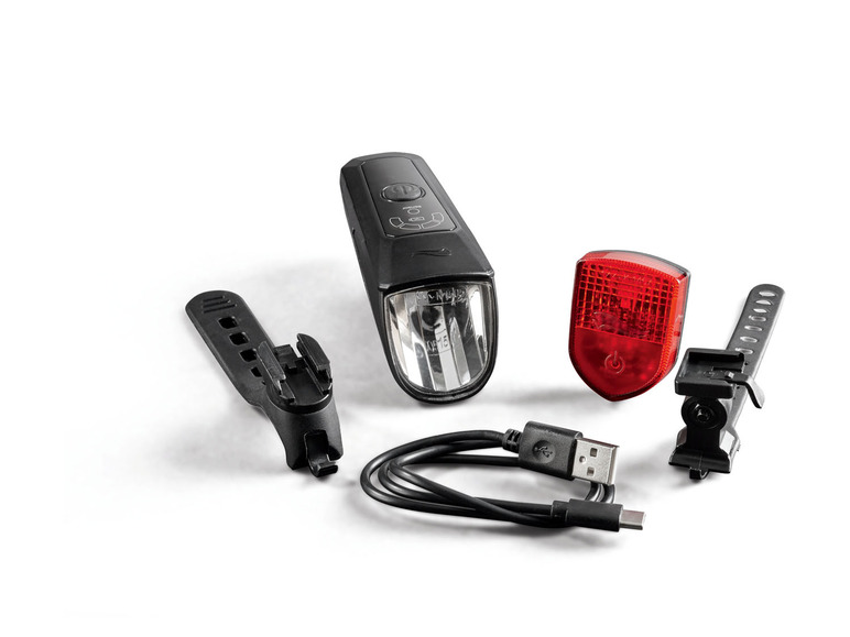 Pełny ekran: CRIVIT® Zestaw 2 lampek rowerowych LED przód tył USB - zdjęcie 1