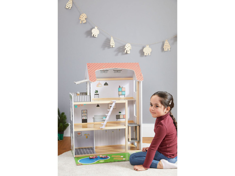 Pełny ekran: PLAYTIVE® Drewniany domek dla lalek z wyposażeniem - zdjęcie 3