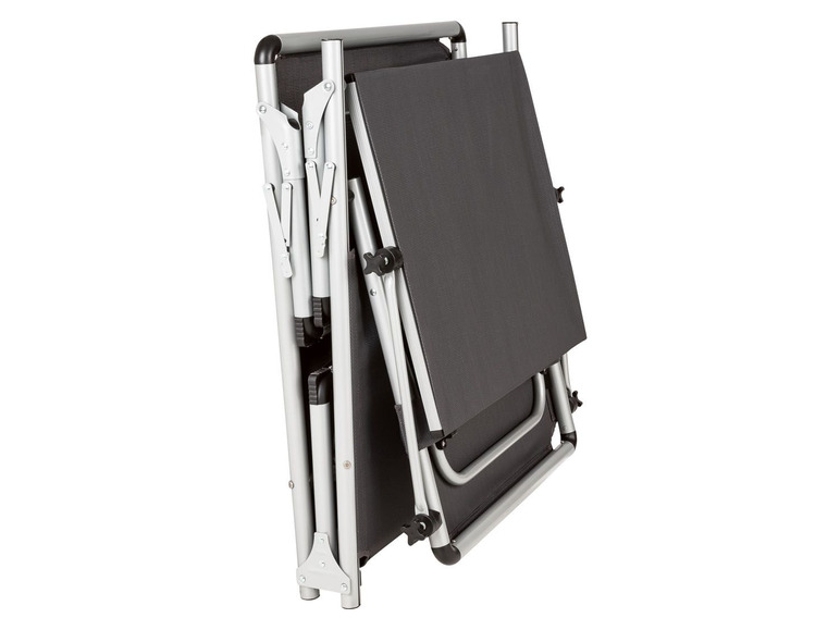Pełny ekran: FLORABEST® Leżak ogrodowy aluminiowy z daszkiem, szary - zdjęcie 3