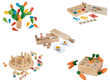 PLAYTIVE® Drewniana zabawka edukacyjno-poznawcza Montessori, 1 zestaw