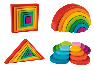 PLAYTIVE® Drewniana układanka Montessori w kolorach tęczy, 1 sztuka