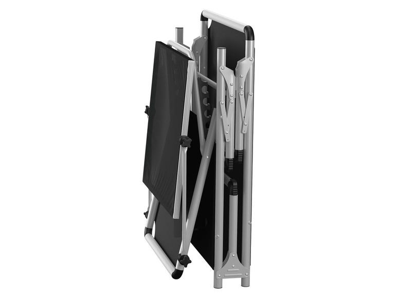 Pełny ekran: FLORABEST® Aluminiowy leżak ogrodowy z daszkiem, czarny - zdjęcie 5