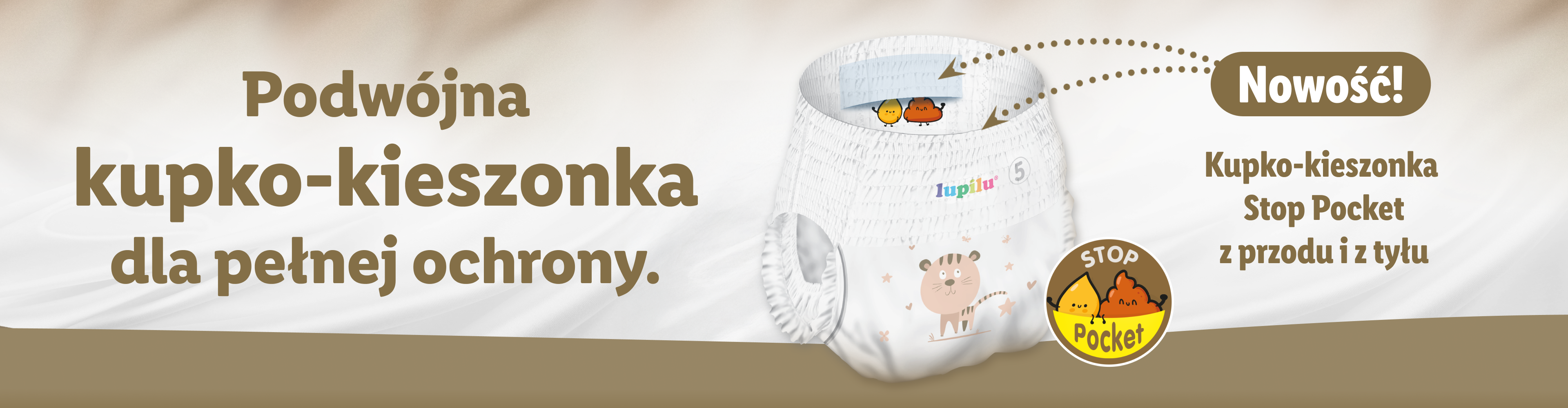 Podwójna kupko-kieszonka dla pełnej ochrony. Nowość! Kieszonka stop pocket z przodu i z tyłu.