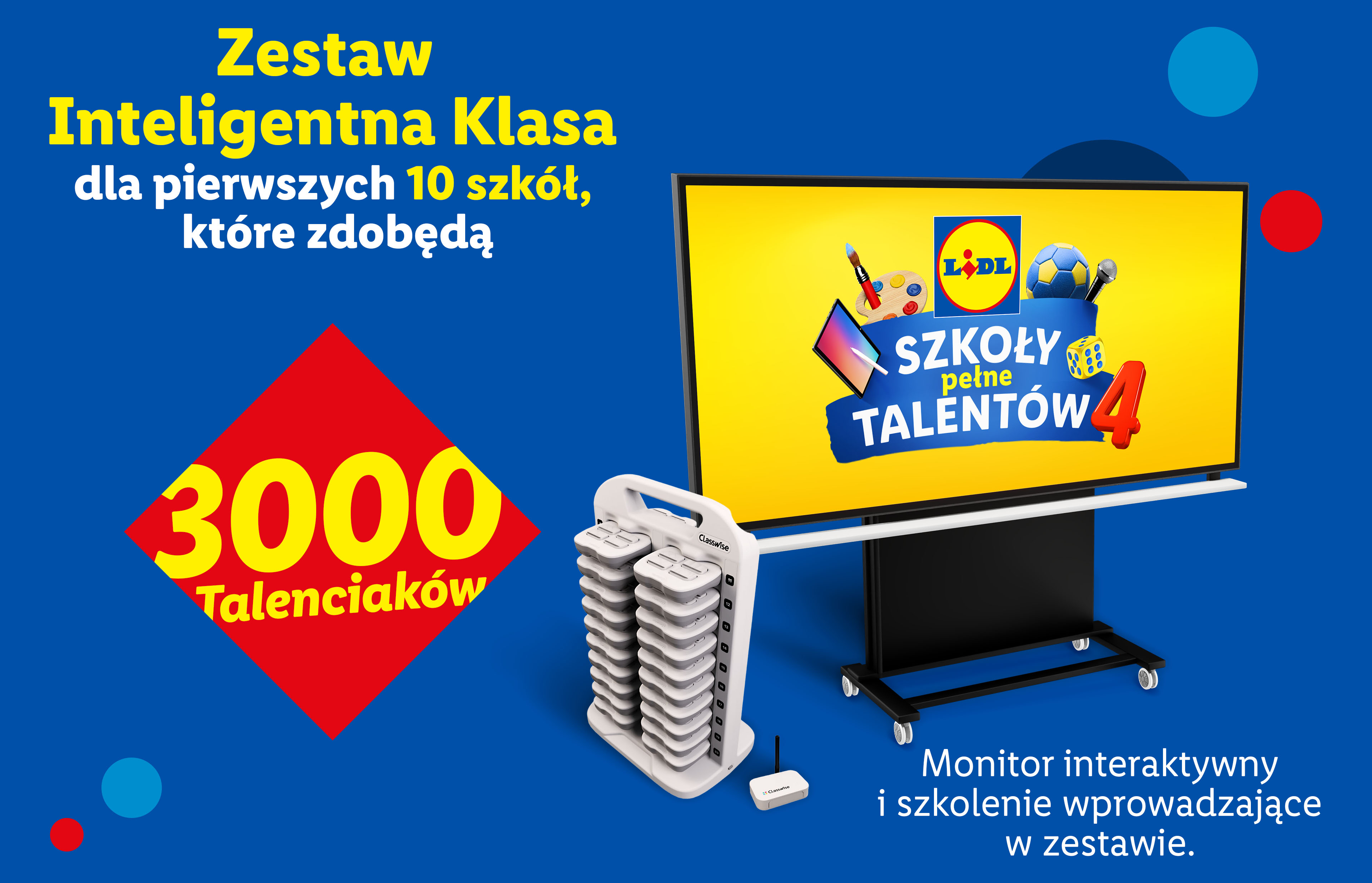 Zestaw interaktywnej klasy z monitorem, systemem Classwise i 3000 Talenciaków.