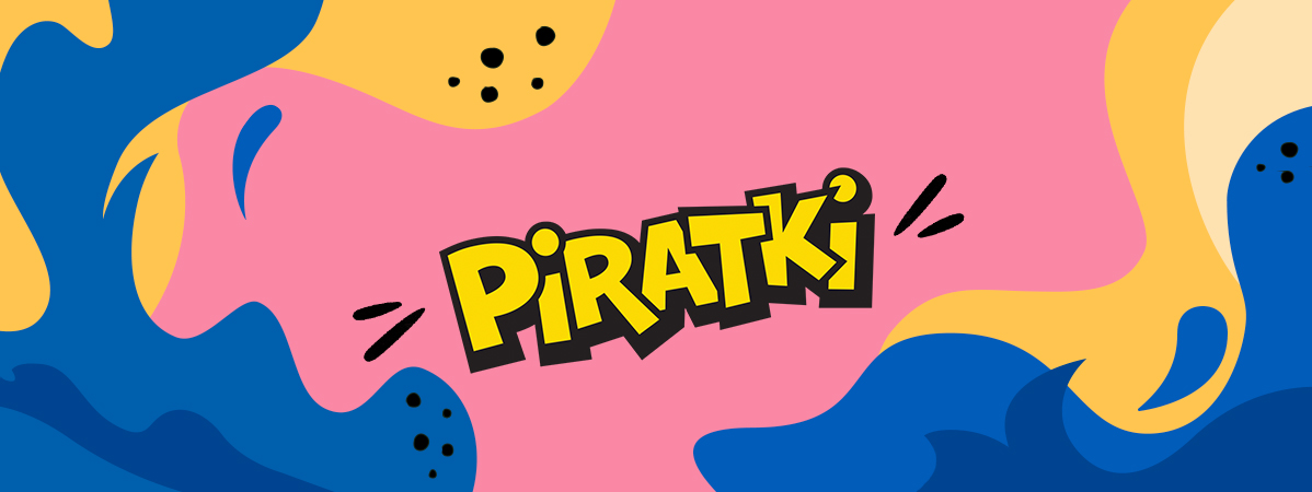 Logo Piratki na kolorowym tle.