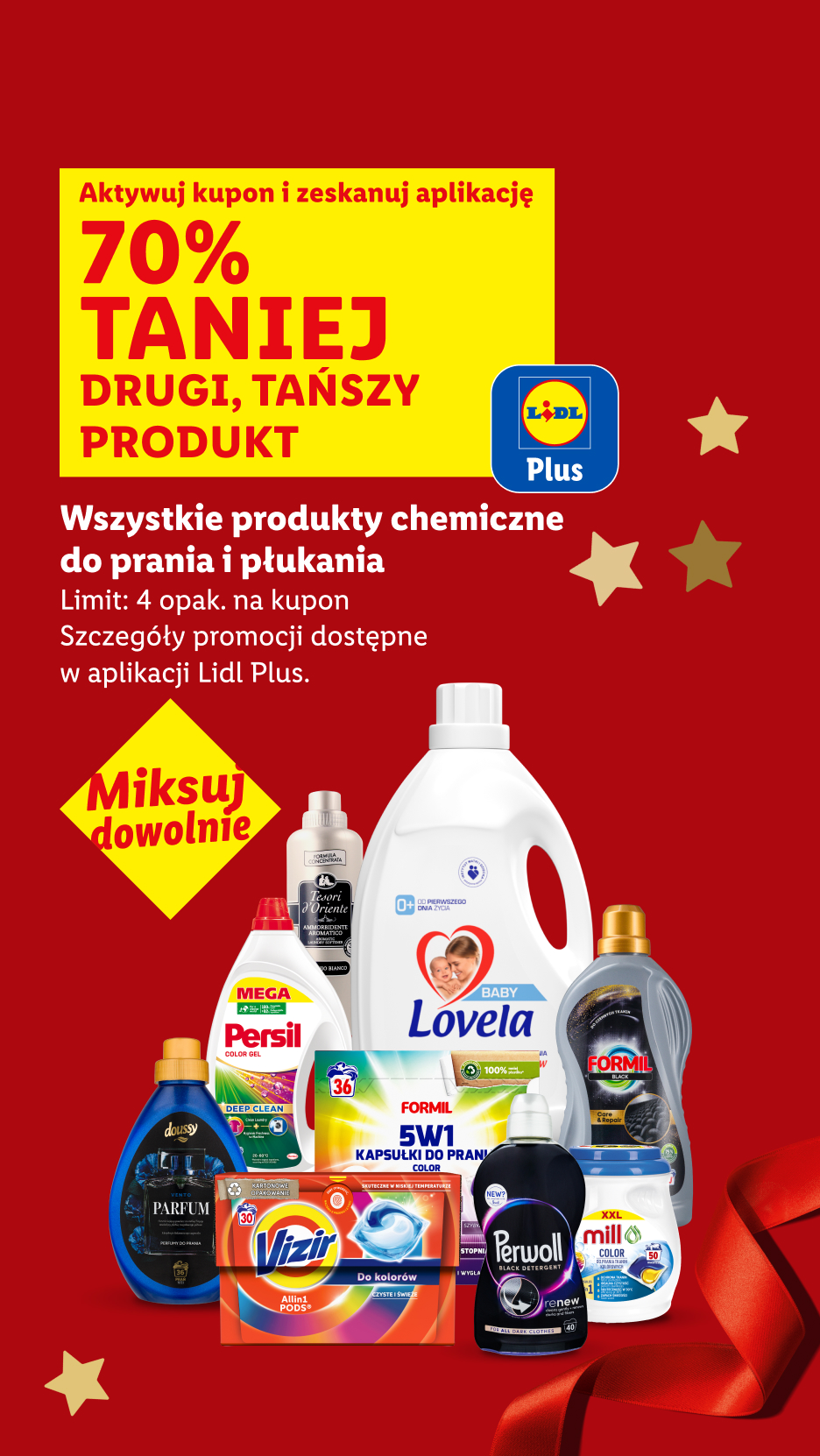 Promocja Lidl Plus na chemię do prania i płukania, m.in. Persil, Lovela, Vizir, Perwoll.