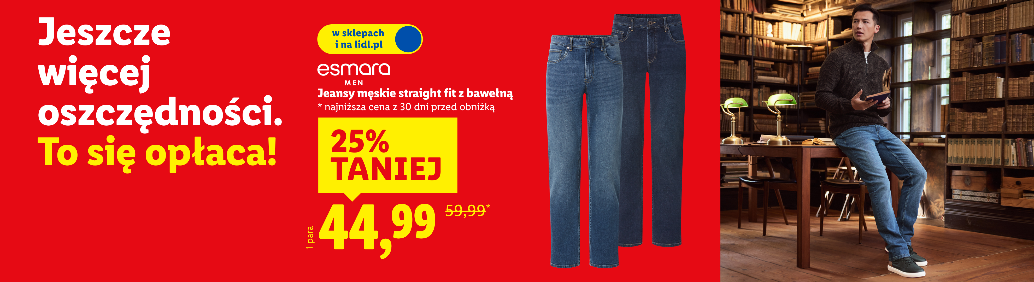 Jeansy męskie straight fit z bawełną Esmara Men 25% taniej, 44,99. Najniższa cena z 30 dni przed obniżką: 59,99.