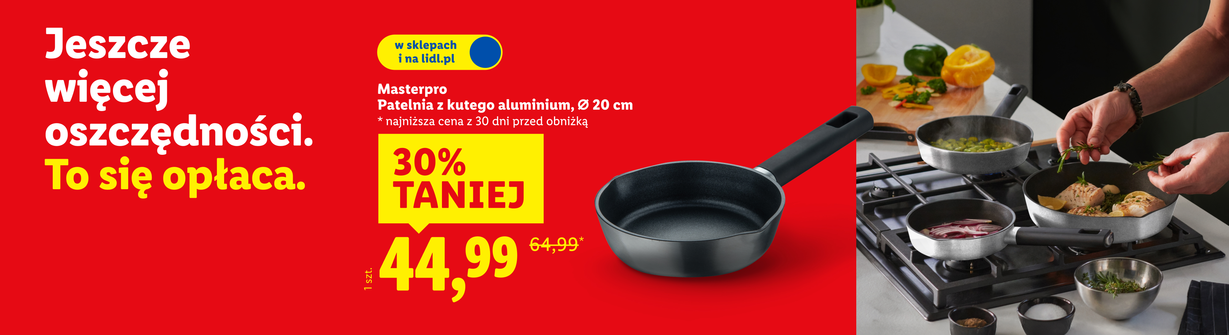 Masterpro patelnia z kutego aluminium 30% taniej, 44,99/szt.