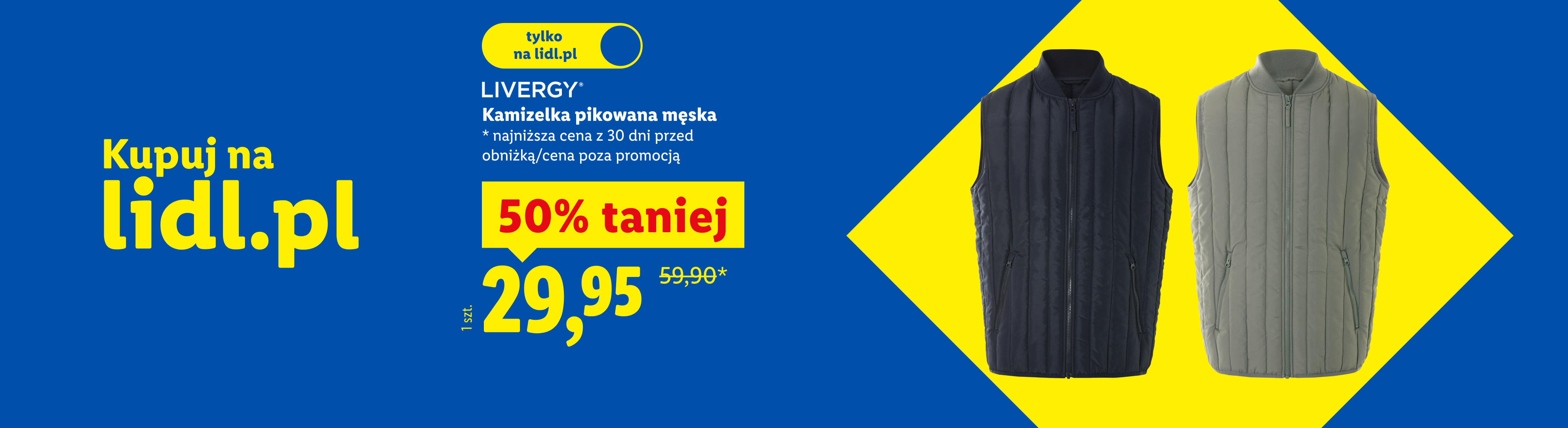 Kamizelka pikowana męska 50% taniej 29,95 zł zamiast 59,99 zł
