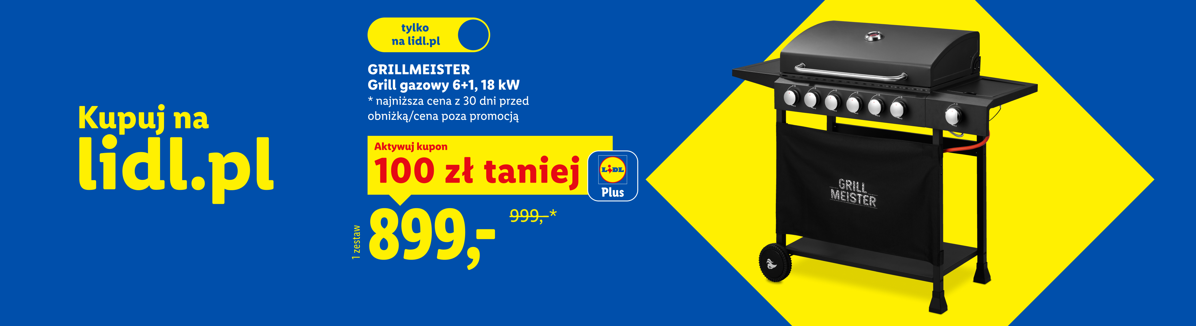 Grill gazowy 6+1, 18 kW 100zł taniej z kuponem w aplikacji lidl plus 899 zł zamiast 999 zł