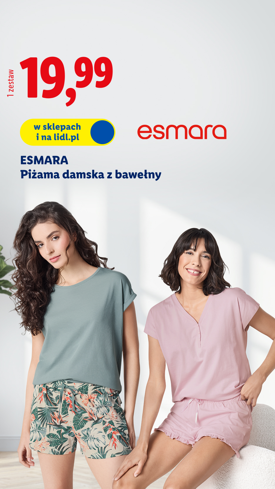 ESMARA Piżama damska z bawełny 19,99 1 zestaw, w sklepach i na lidl.pl