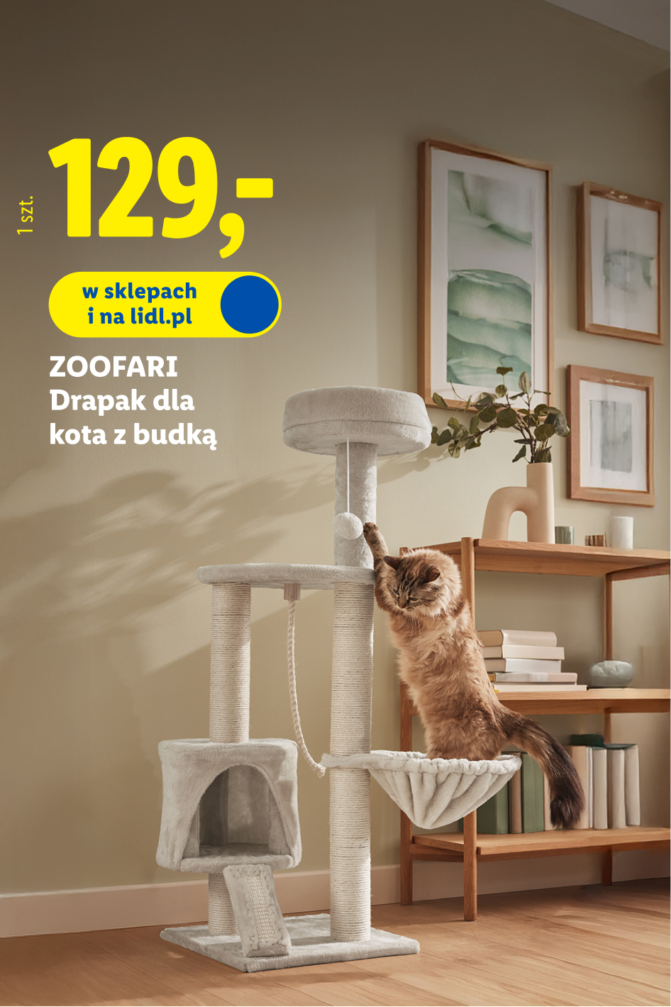 Zoofari drapak dla kota z budką, 129,- zł/ 1 szt., w sklepach i na lidl.pl