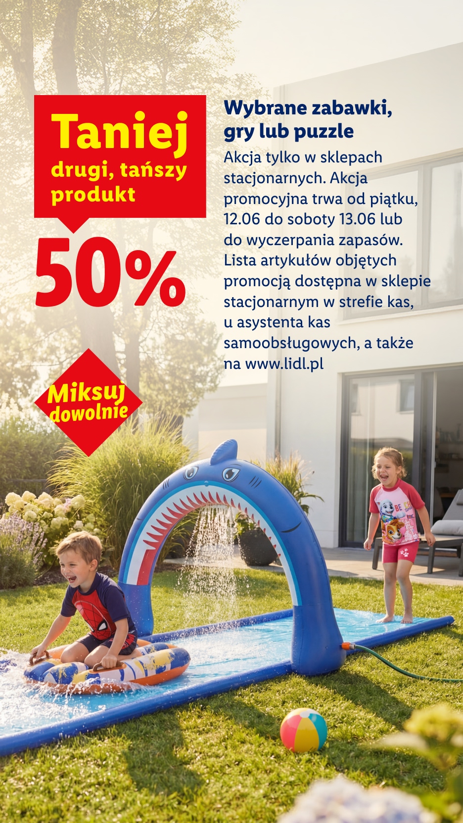 Wybrane zabawki, gry lub puzzle 50% Taniej drugi, tańszy produkt Akcja tylko w sklepach stacjonarnych. Akcja promocyjna trwa od piątku, 12.06 do soboty 13.06 lub do wyczerpania zapasów.