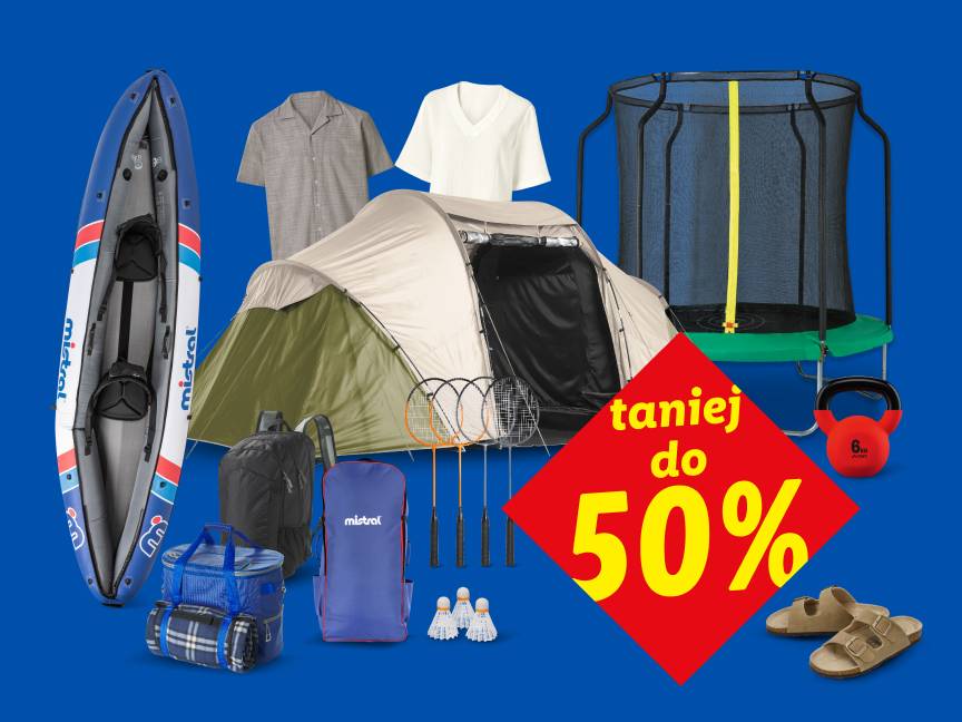 Kajak, namiot, trampolina, odzież i sprzęt sportowy z rabatem do 50%.