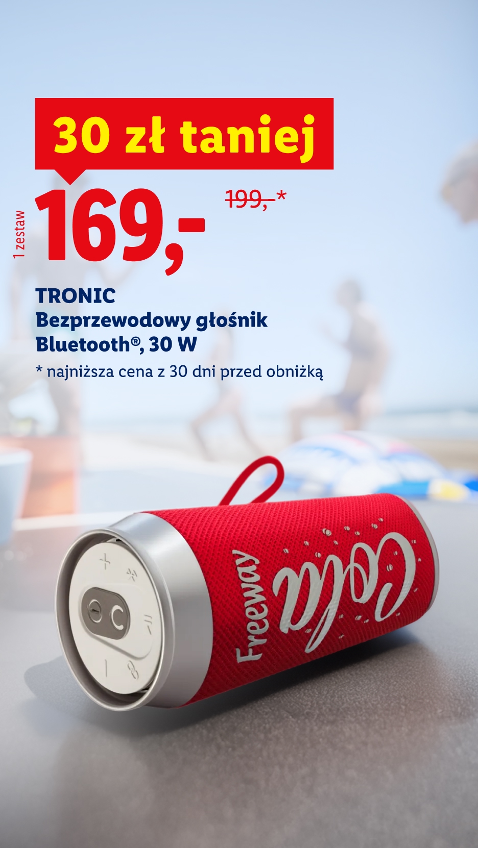 Tronic bezprzewodowy głośnik Bluetooth 30 W, 30 zł taniej, 169 zł / 1 zestaw, 199 zł przed obniżką.