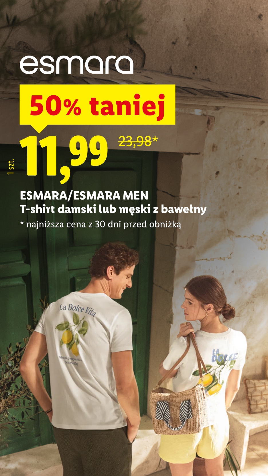 Esmara/esmara men t-shirt damski lub męski z bawełny 50% taniej 11,99 zł zamiast 23,98 zł najniższa cena z 30 dni przed obniżką 
