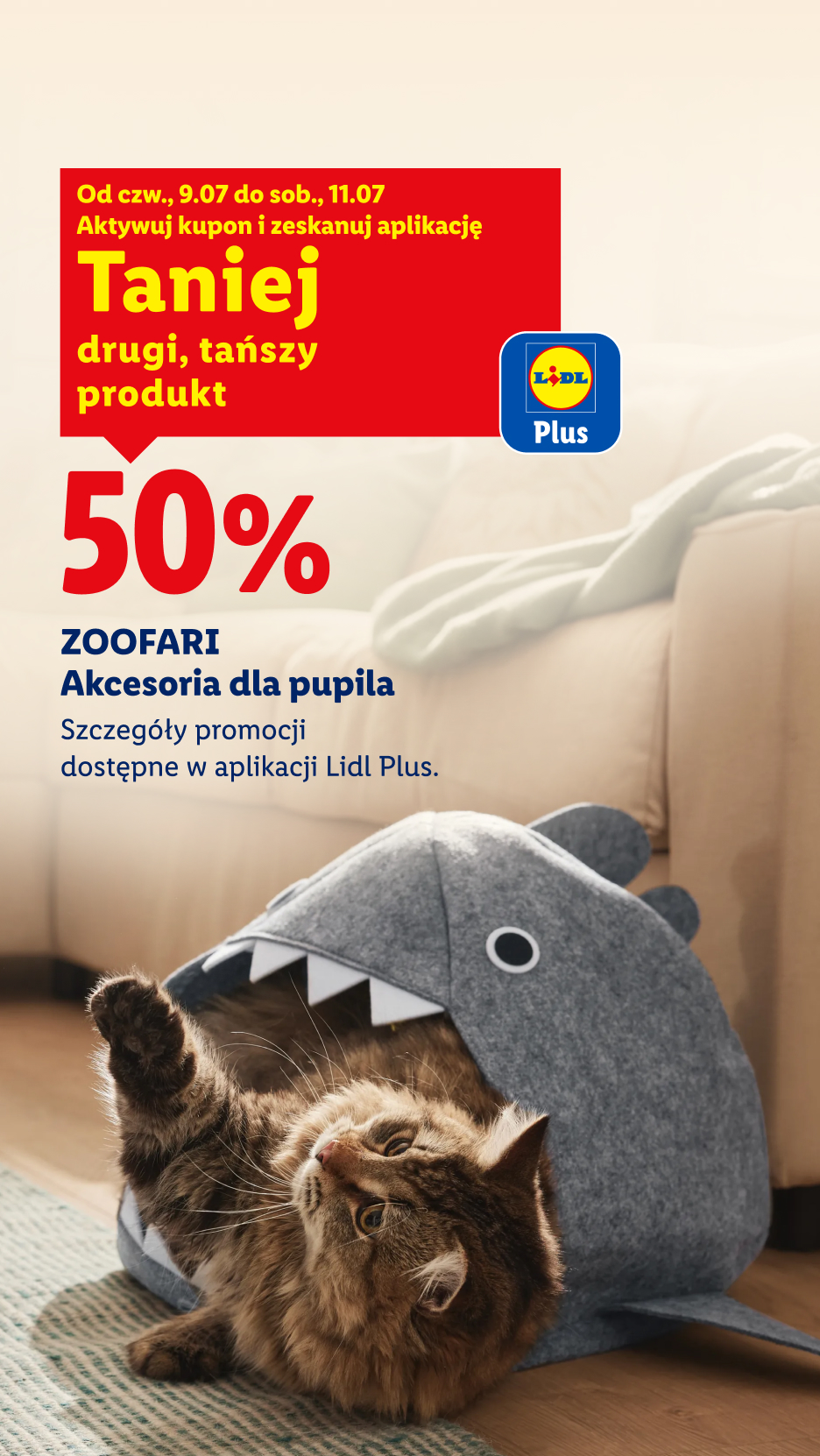 Zoofari akcesoria dla pupila, drugi, tańszy produkt 50% taniej z kuponem Lidl Plus, szczegóły promocji w aplikacji Lidl Plus.
