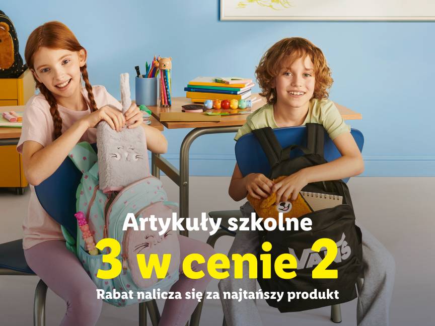 Artykuły szkolne 3 w cenie 2 rabat nalicza się na najtańszy produkt