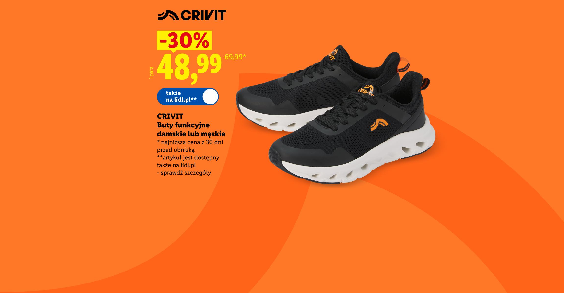 CRIVIT Buty funkcyjne damskie lub męskie -30%, cena 48,99. Najniższa cena z 30dni przed obniżką 69,99. Także na lidl.pl