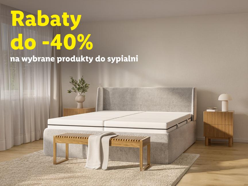 Rabaty do -40% na wybrane produkty do sypialni, czas trwania akcji: 17.08-23.08.2026 lub do wyczerpania zapasów Kupuj na lidl.pl