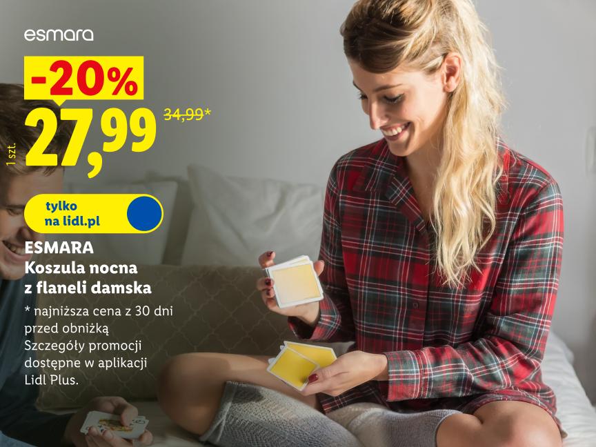 ESMARA Koszula nocna z flaneli damska 20% taniej 27,99 zł zamiast 34,99 zł najniższa cena z 30 dni przed obniżką tylko na lidl.pl