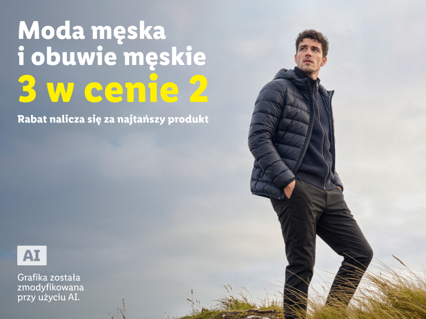 Moda męska i obuwie męskie 3 w cenie 2 Rabta nalicza się za najtańszy produkt Kupuj na lidl.pl Grafika zmodyfikowana przy użyciu ai 