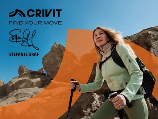 Crivit. Find your move. Stefanie Graf.